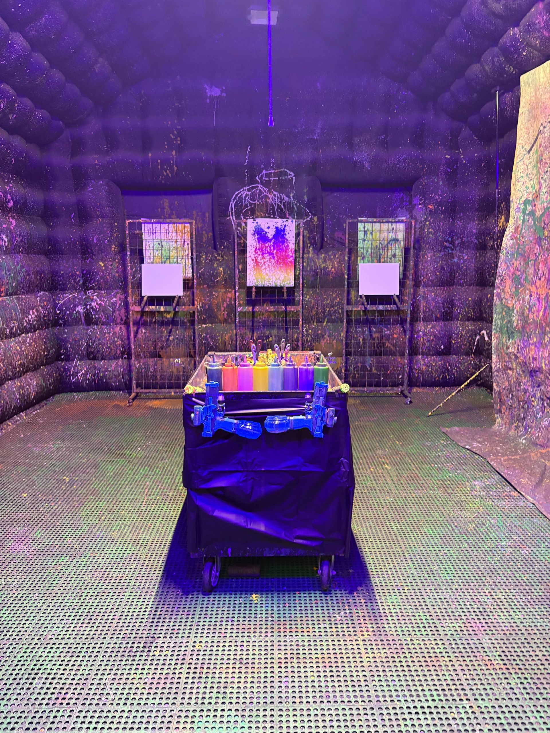 The studio ready for glow painting
